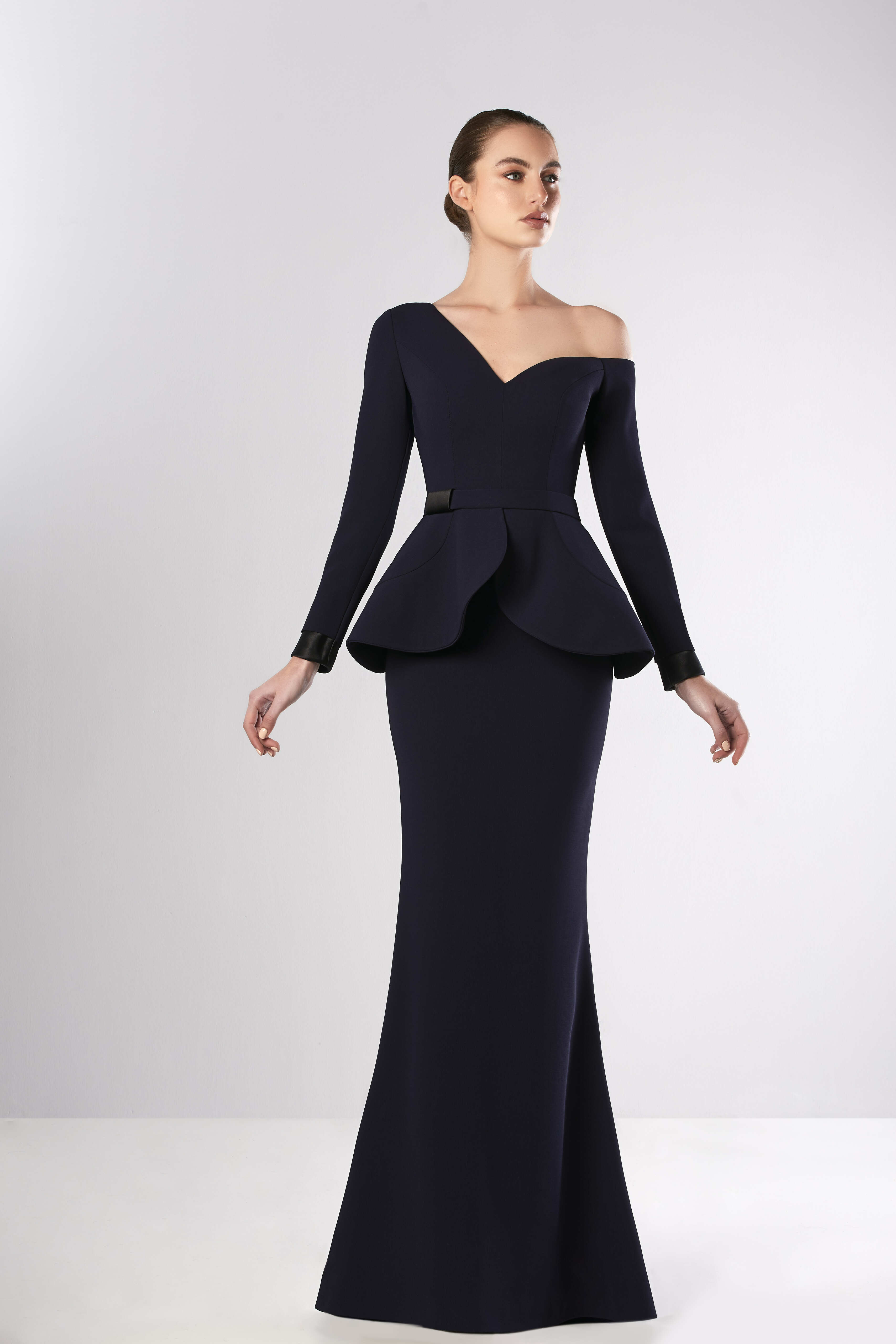 Edward Arsouni Long Sleeve Peplum Crepe ...